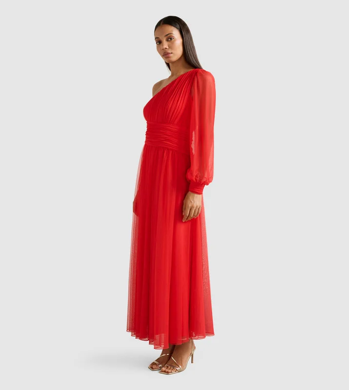 forever new  JENNIFER One Shoulder Tulle Maxi Dress for Women | Best Price UAE